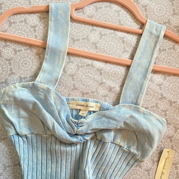 Painted Threads Blue Fitted Ruched Tank Top - Picture 3 of 3